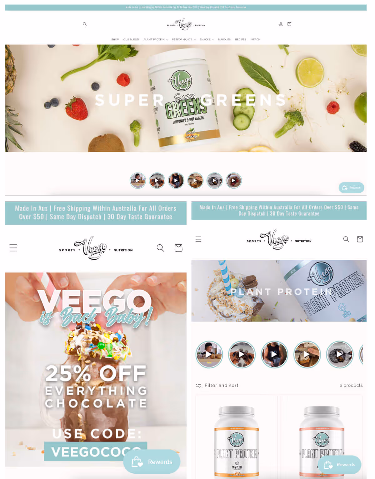 Screenshots showing a marketing campaign banner and CMS items